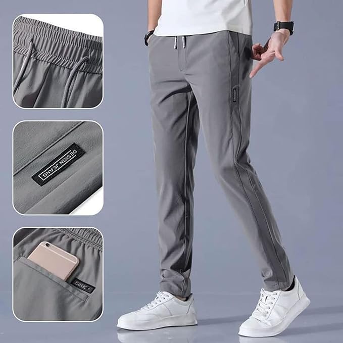 Premium Men's Stretchable Lycra Track Pants Combo (Black & Grey)