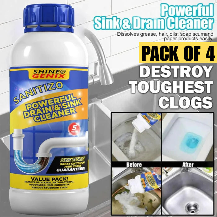 SANITIZO POWERFUL DRAIN & SINK CLEANER POWDER (PACK OF 4)