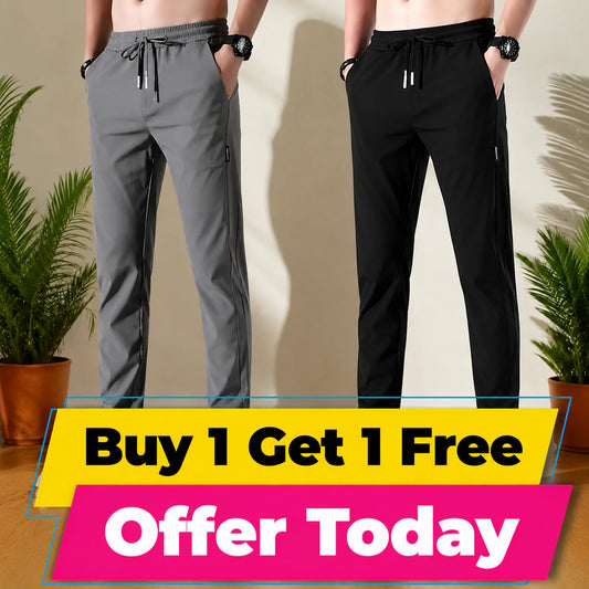 Premium Men's Stretchable Lycra Track Pants Combo (Black & Grey)