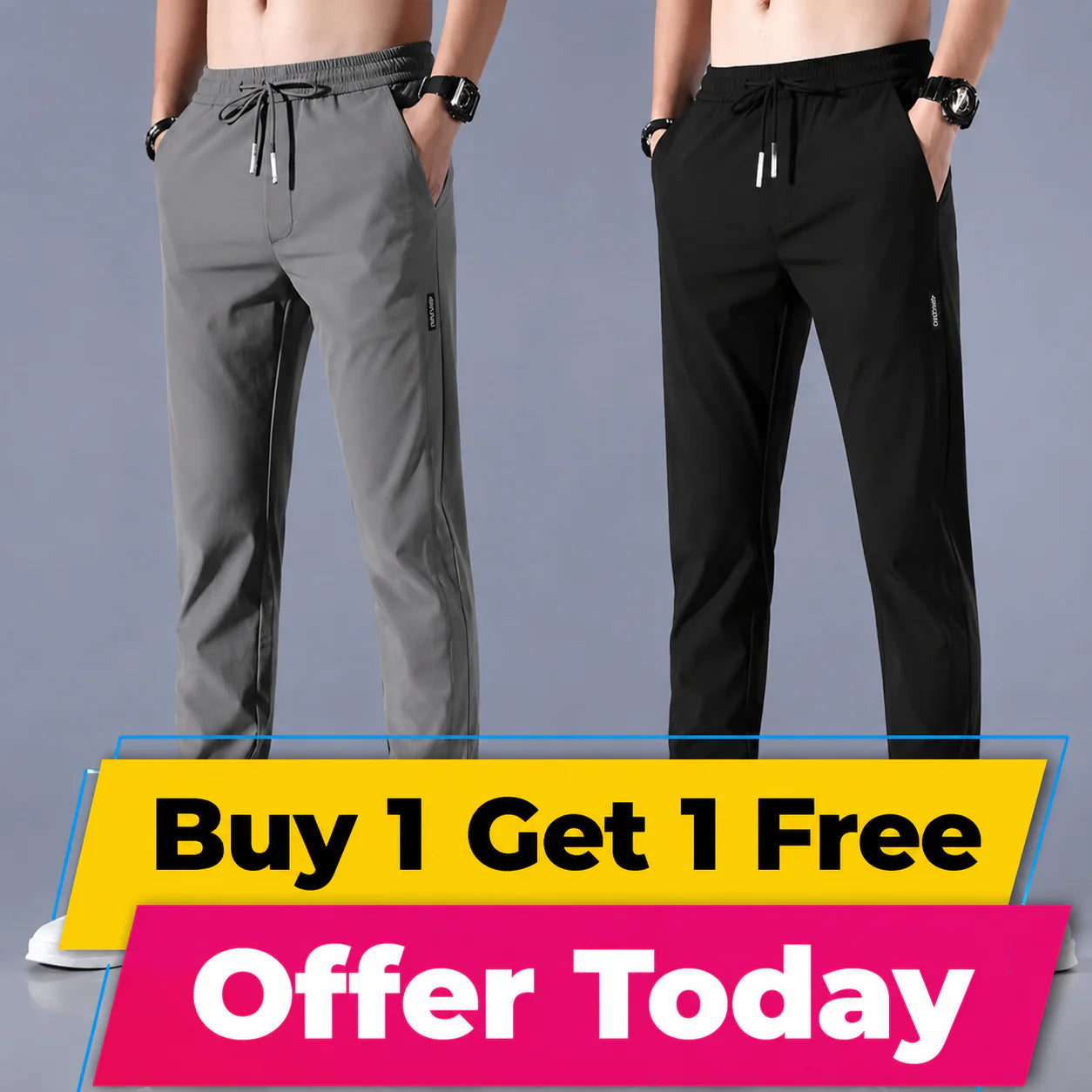 Premium Men's Stretchable Lycra Track Pants Combo (Black & Grey)