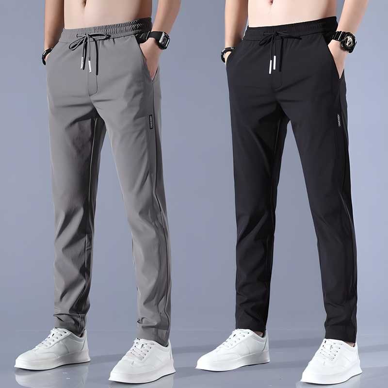 Premium Men's Stretchable Lycra Track Pants Combo (Black & Grey)